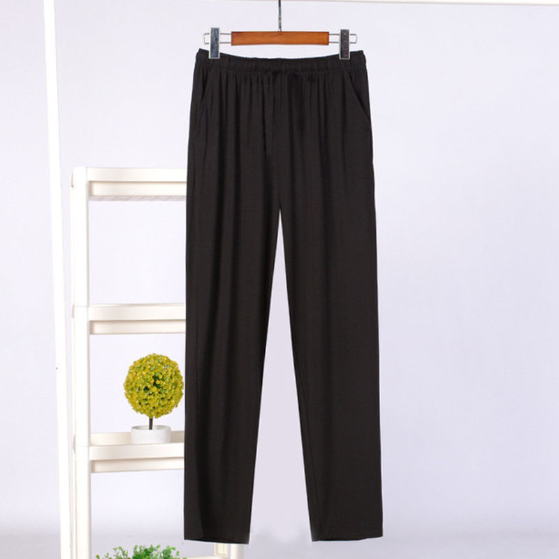 Plus fat plus size modal spring and autumn thin men's casual trousers summer ice silk fat guy pajamas home pants