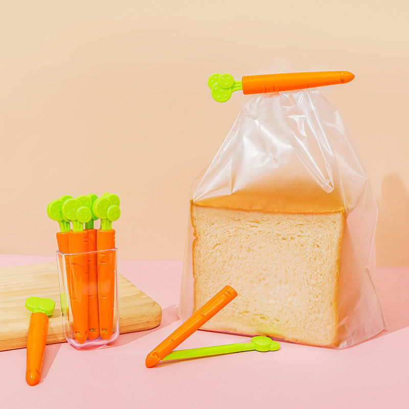 创意可爱胡萝卜食品封口夹卡通零食防潮密封夹磁铁冰箱贴带收纳盒