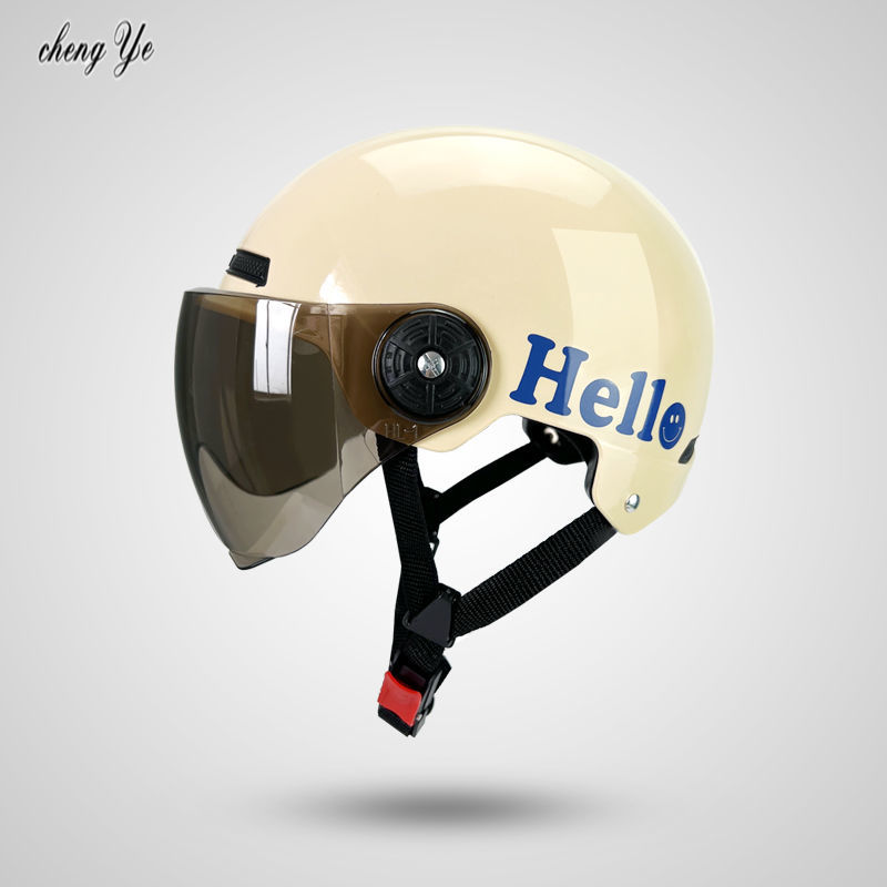 Chengye3C认证电动电瓶车头盔Hello男女士夏季四季半盔防晒安全帽