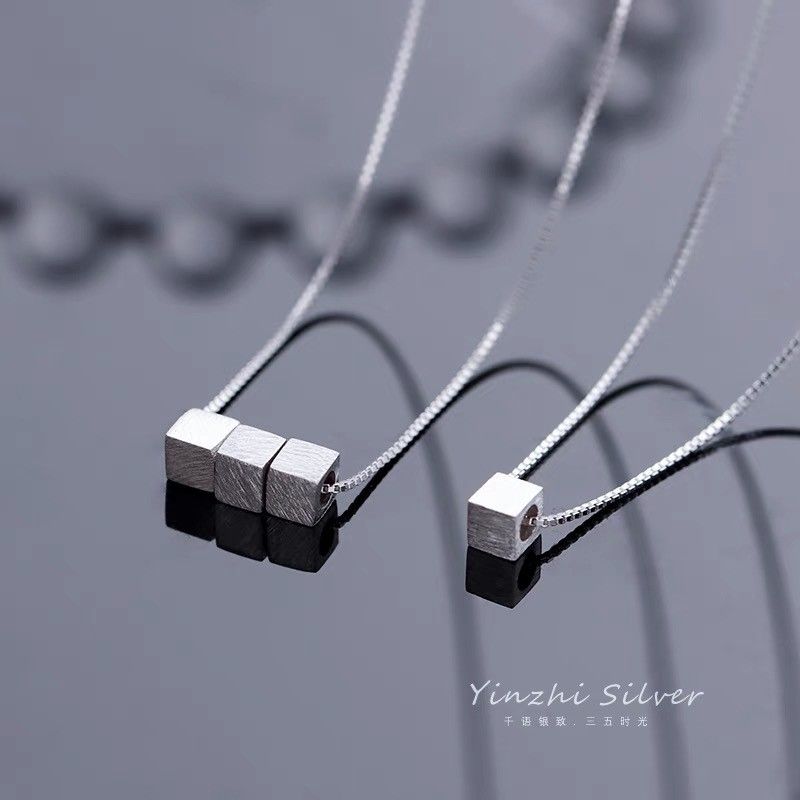 Necklace New Simple Fresh Handmade Plain Geometric Square Pendant Design Sense Short Necklace Clavicle Chain Gift Female