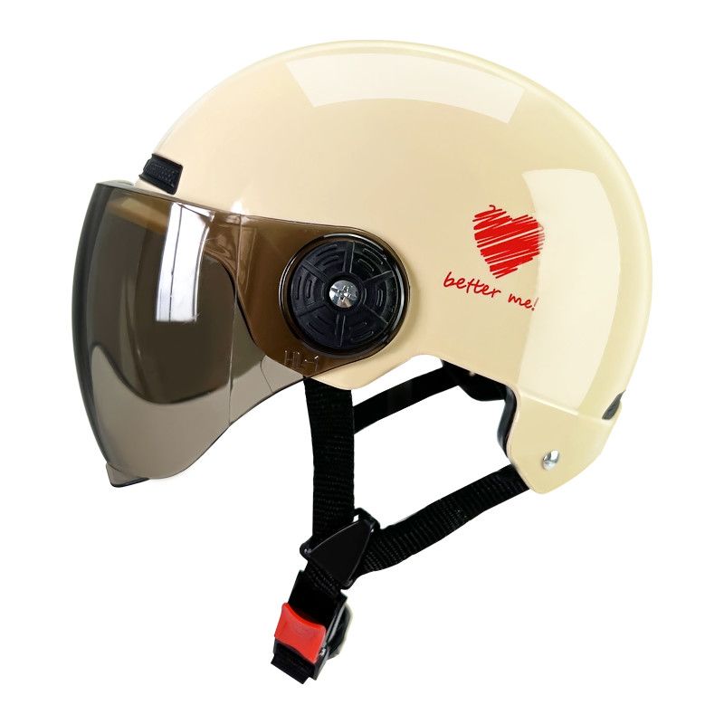 YOHA永航3C认证电动车头盔爱心男女四季通用半盔防晒摩托车安全帽