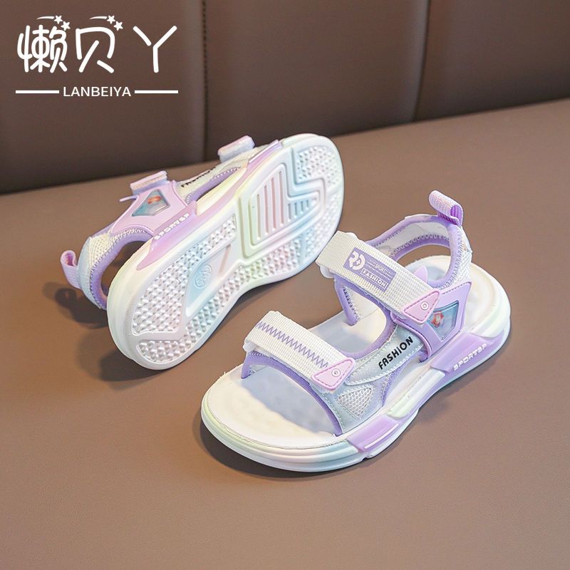 女童涼鞋2022夏季新款時尚公主鞋兒童軟底中大童沙灘運動涼鞋夏款