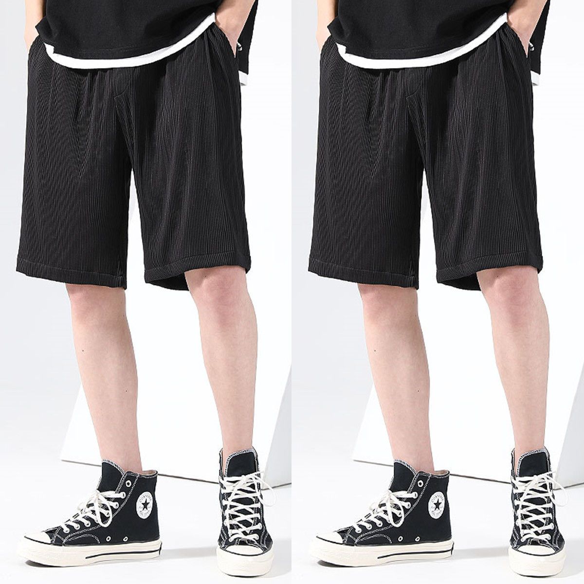 Summer five-point pants air-conditioning ice silk pants men's sports shorts men's loose thin section casual plus fat plus size medium pants