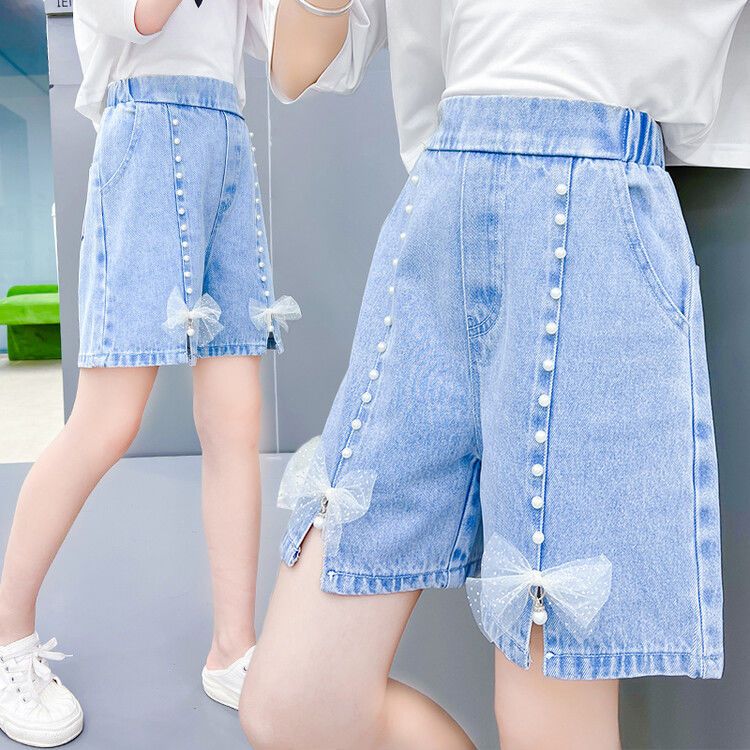 女童裤子夏装2023新款韩版洋气女孩夏季牛仔裤短裤薄款中大童儿童