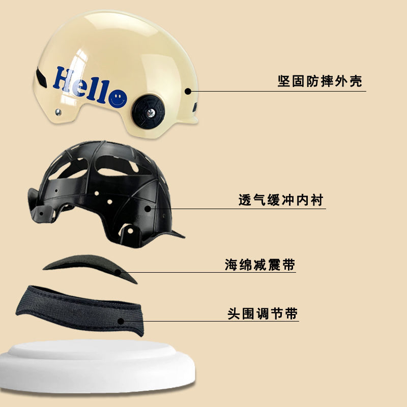 YOHA永航3C认证电动车头盔Hello男女夏季防晒四季通用半盔安全帽