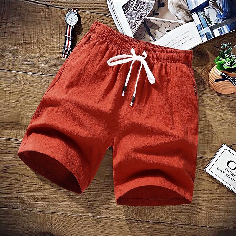 Shorts men's summer new cotton and linen loose five-point pants trend all-match casual solid color plus fertilizer plus size beach pants