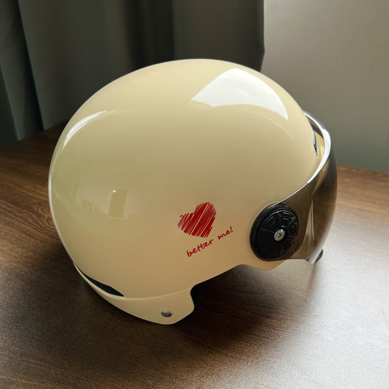 YOHA永航3C认证电动车头盔爱心男女四季通用半盔防晒摩托车安全帽