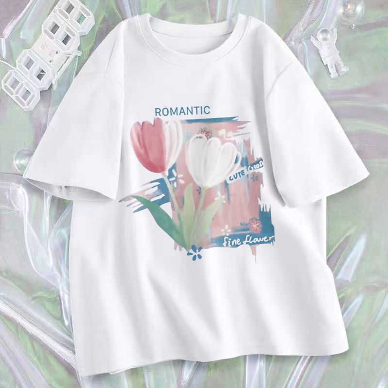 Short-sleeved t-shirt women's ins tide summer women's clothing 2023 new loose summer clothing all-match niche t-shirt half-sleeved top