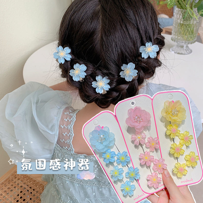 Children's hairpin hair accessories cherry blossom hairpin sweet princess braided hair headdress cute flower hairpin little girl hair accessories