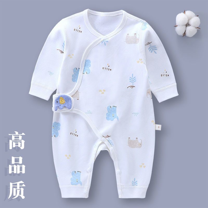 Newborn baby jumpsuit spring and autumn long-sleeved thin belt baby 100% cotton boneless crawling suit 0-6 months