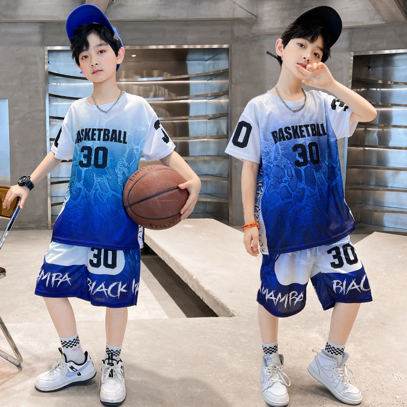 儿童篮球服套装速干男童30号短袖球衣湖人科比夏季薄款运动训练服