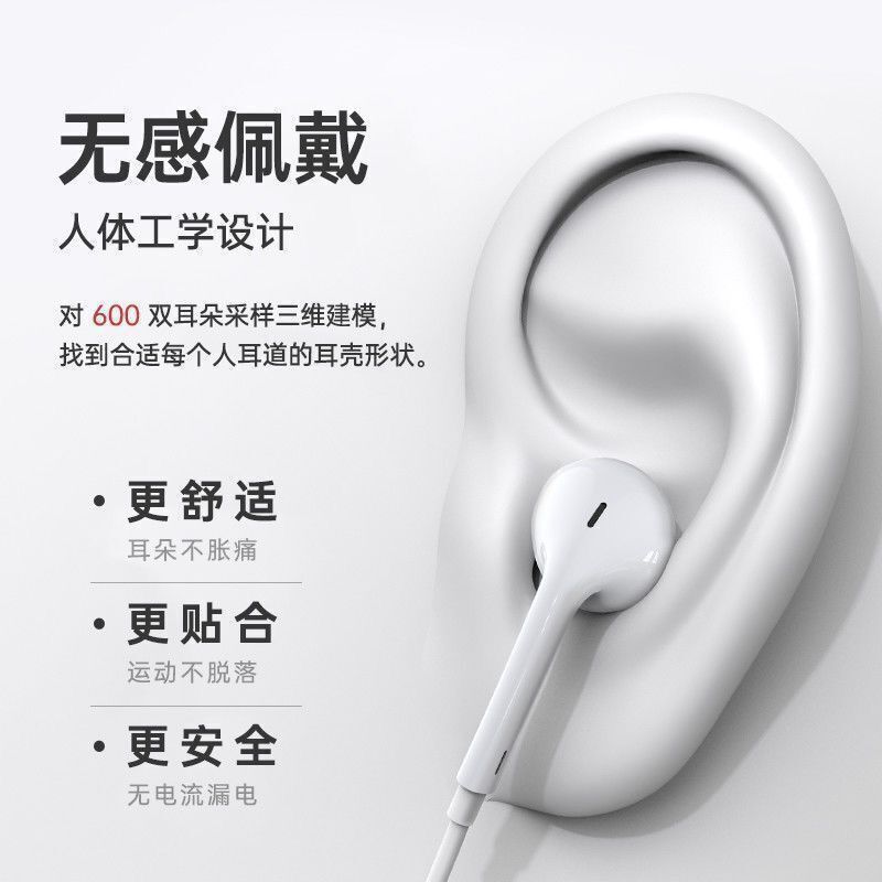 适用苹果13/12/11pro有线耳机iPhoneSE3/xs/xr/8p/7p带麦通话耳机
