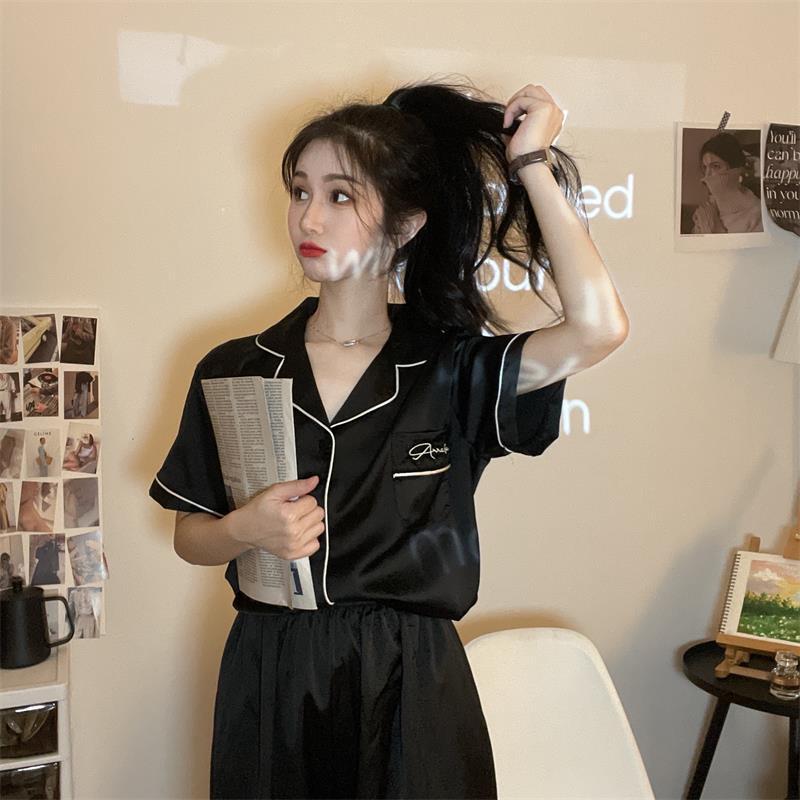 冰絲睡衣女春夏ins風奢華慵懶風套裝家居服2022新款高顏值兩件套