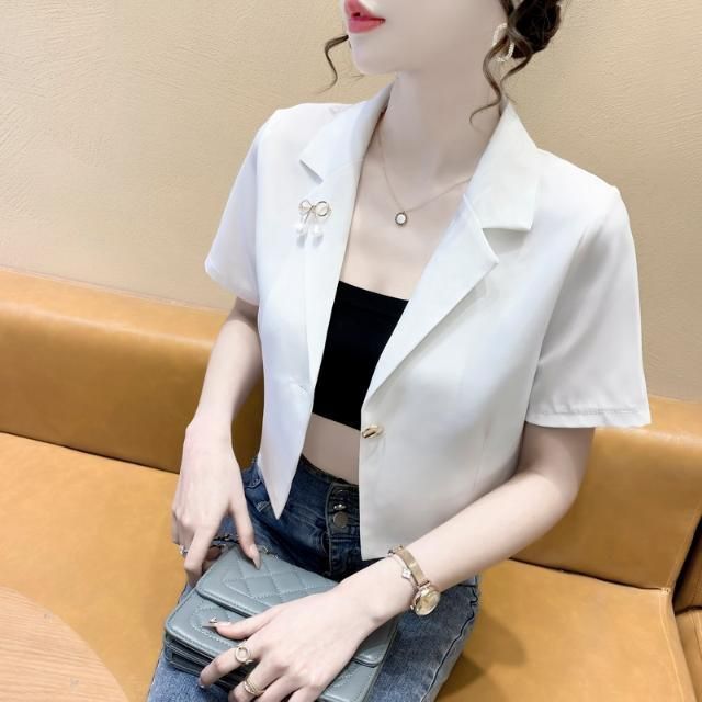 Short-sleeved suit jacket women's thin section  summer design sense niche short suit western style top trend