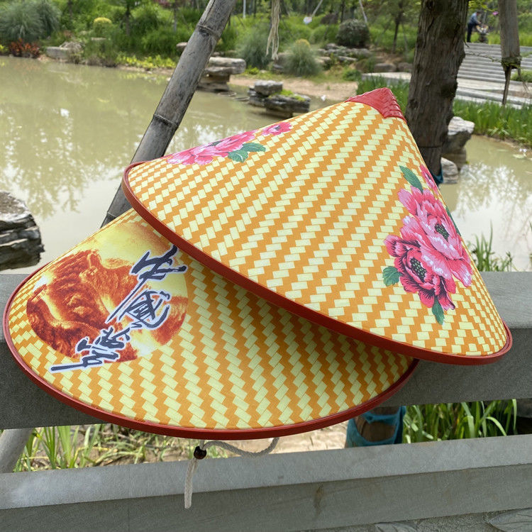 Large Chinese dream bucket hat sunshade and rainproof plastic bucket hat outdoor travel fishing sunscreen hat farmer straw hat male