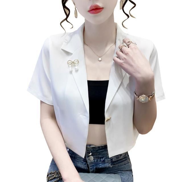 Short-sleeved suit jacket women's thin section  summer design sense niche short suit western style top trend