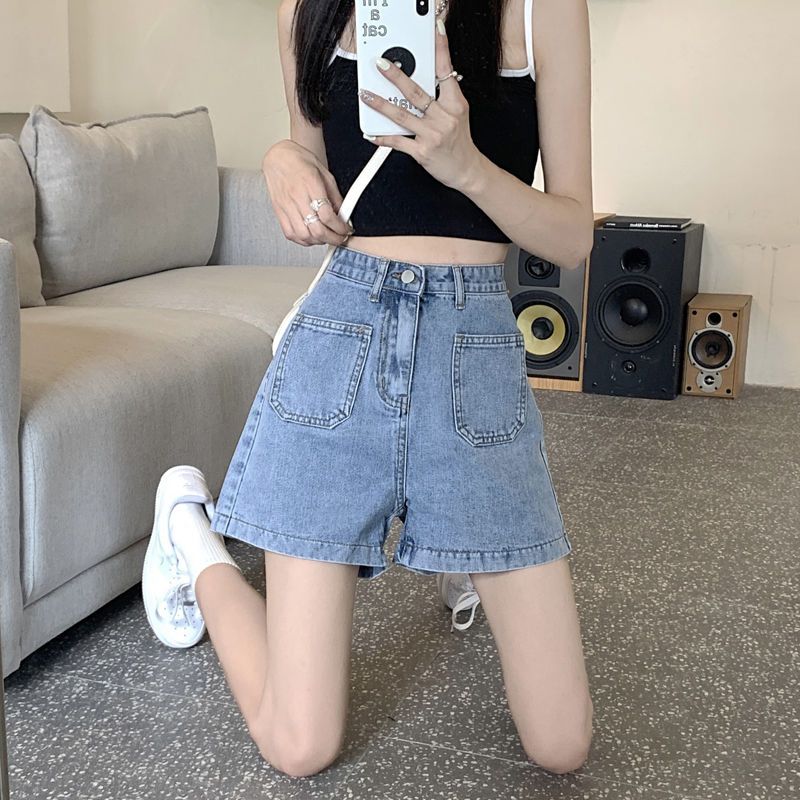 大碼A字牛仔短褲女夏季新款韓版高腰寬鬆熱褲顯瘦百搭闊腿褲