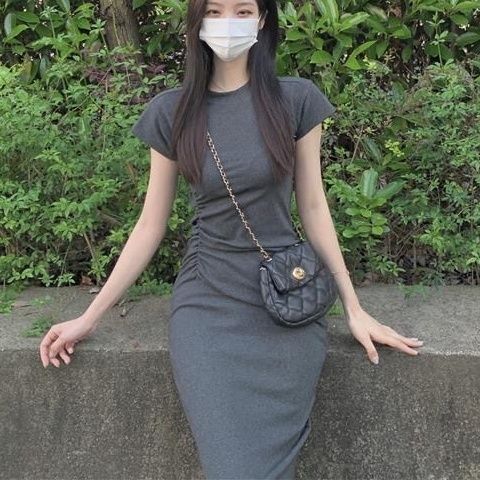 夏季新款高级感女装冷淡风法式气质洋气修身t恤连衣裙子小众设计