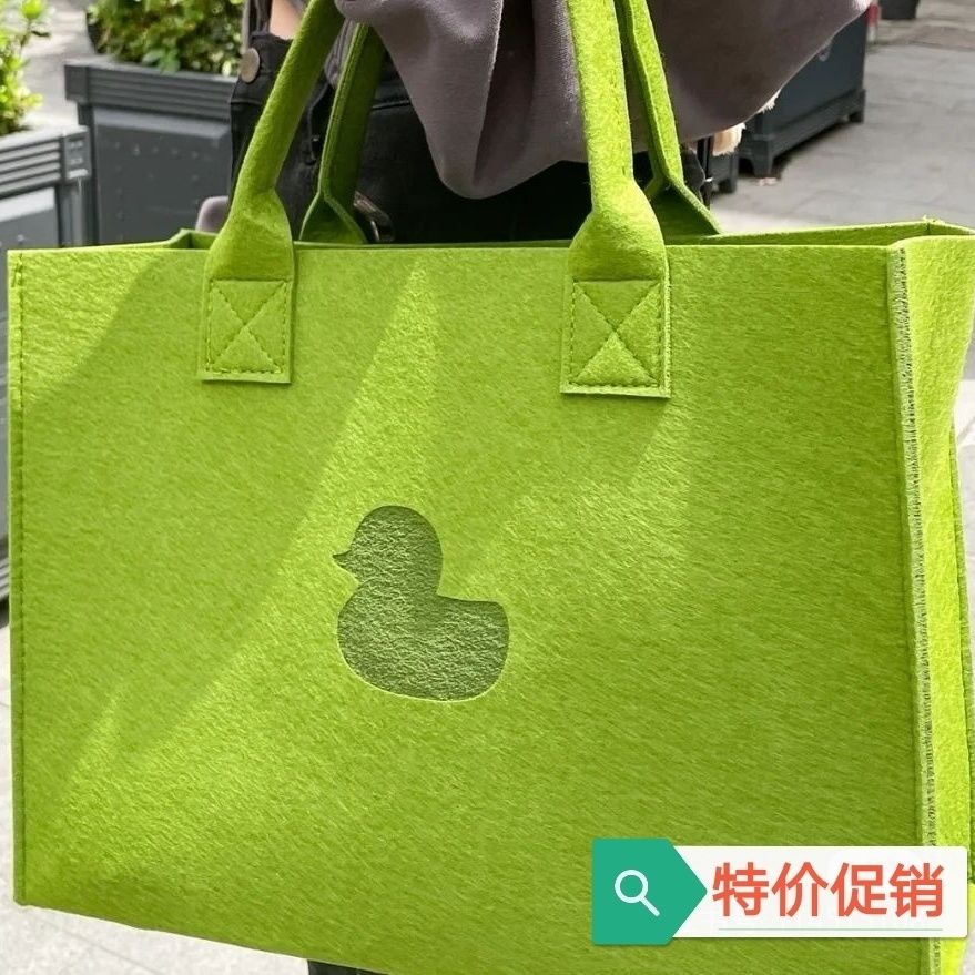 小紅書同款毛氈手提包2022新款字母簡約手提袋單肩包百搭森系小包