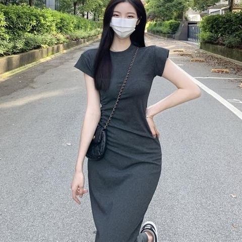 夏季新款高级感女装冷淡风法式气质洋气修身t恤连衣裙子小众设计