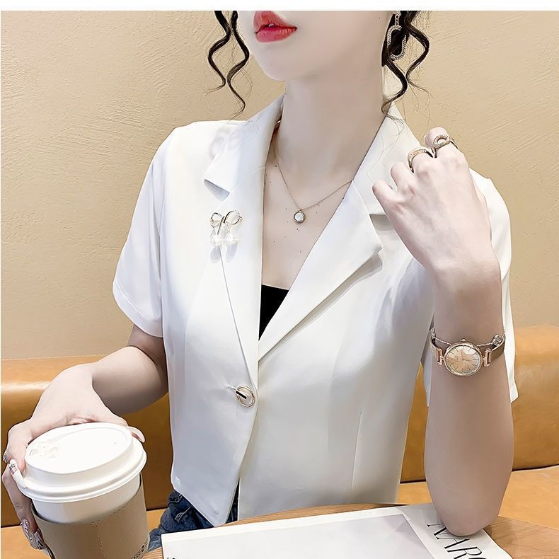 Short-sleeved suit jacket women's thin section  summer design sense niche short suit western style top trend