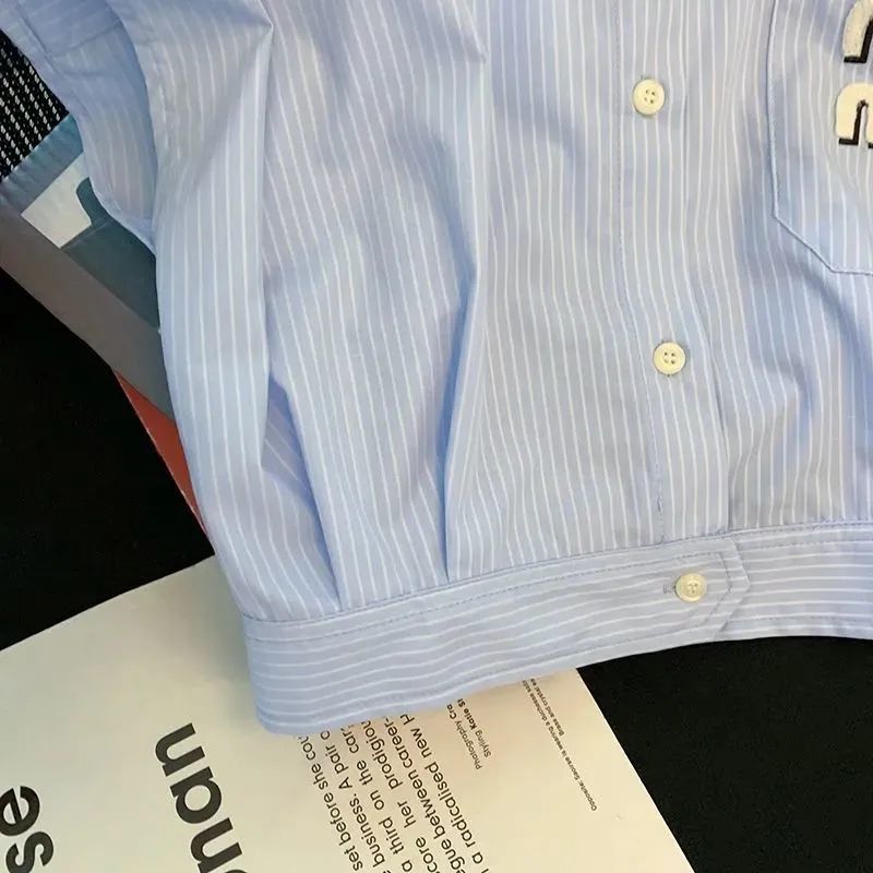 Niche striped polo collar sleeveless shirt women's summer new design sense shirt all-match short small top