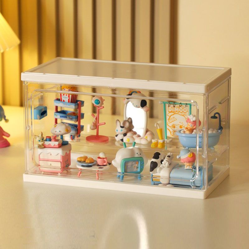 盲盒收纳盒亚克力加大号展示柜带灯高颜值泡泡玛特场景屋桌面透明