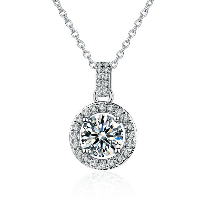 Zircon Pendant Round Diamond Necklace Luxury Temperament Jewellery_voghion.com