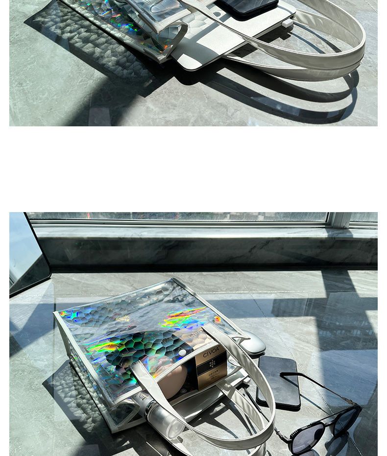 Tote Bag Transparent Pvc Colorful Laser Magic Color Anti-Fruit Jelly Bag Diagonal Gift Gift Bag Large Capacity Storage