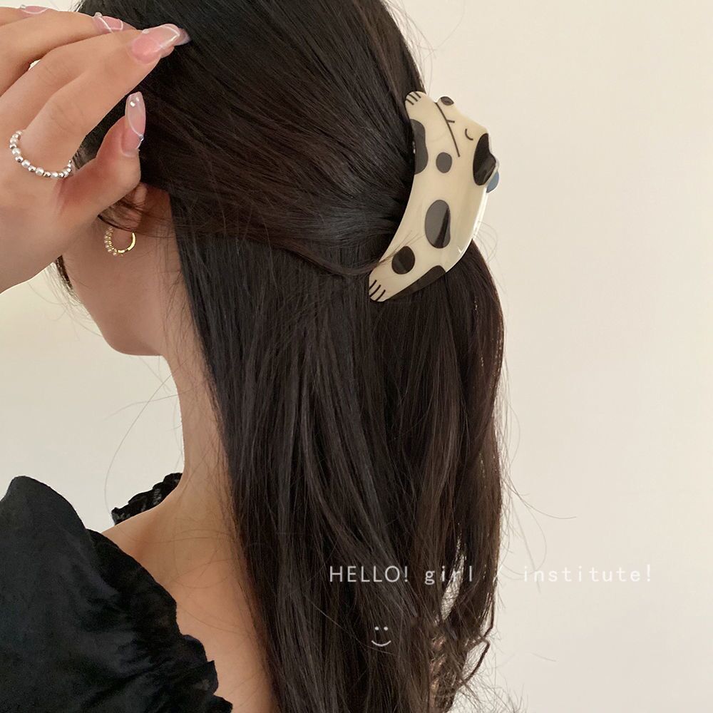 Tulip cherry clip high-quality French niche handbag hair clip cute spotted dog shark clip hair accessories