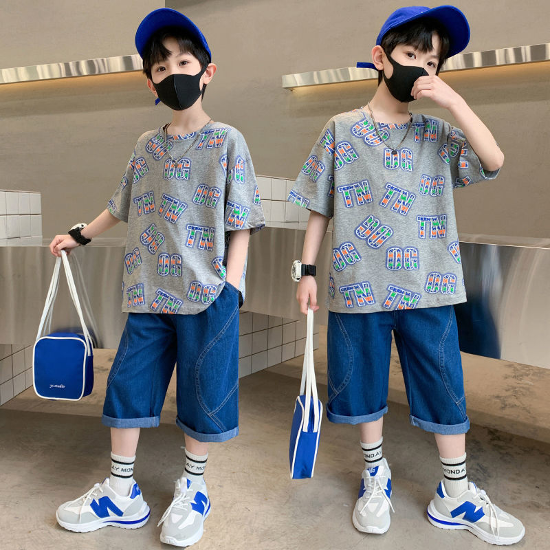 兒童裝男童夏裝套裝2022年新款中大童短袖夏季帥氣薄款衣服運動潮