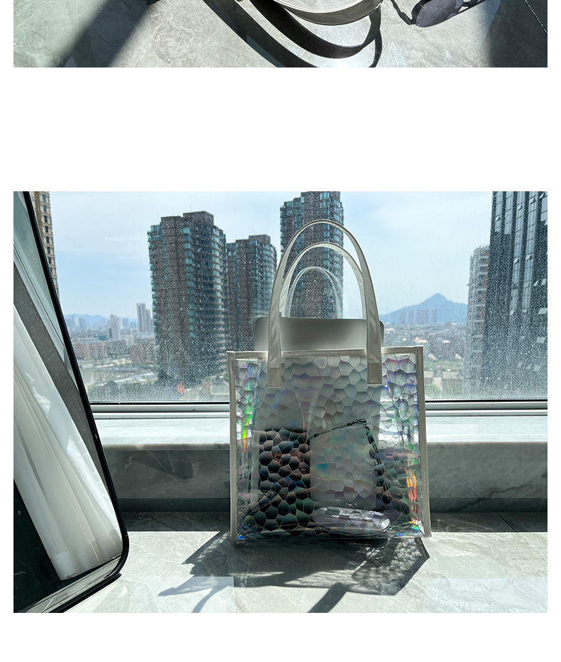 Tote Bag Transparent Pvc Colorful Laser Magic Color Anti-Fruit Jelly Bag Diagonal Gift Gift Bag Large Capacity Storage