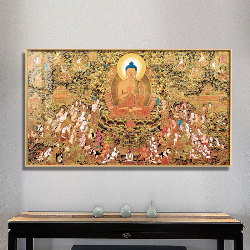 唐卡横款装饰画家用佛像客厅藏族挂画释迦摩尼佛祖菩萨佛堂中堂画 2