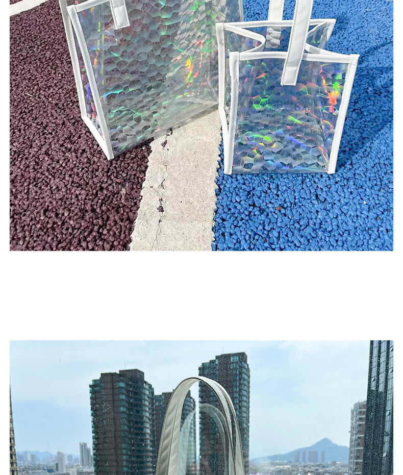 Tote Bag Transparent Pvc Colorful Laser Magic Color Anti-Fruit Jelly Bag Diagonal Gift Gift Bag Large Capacity Storage