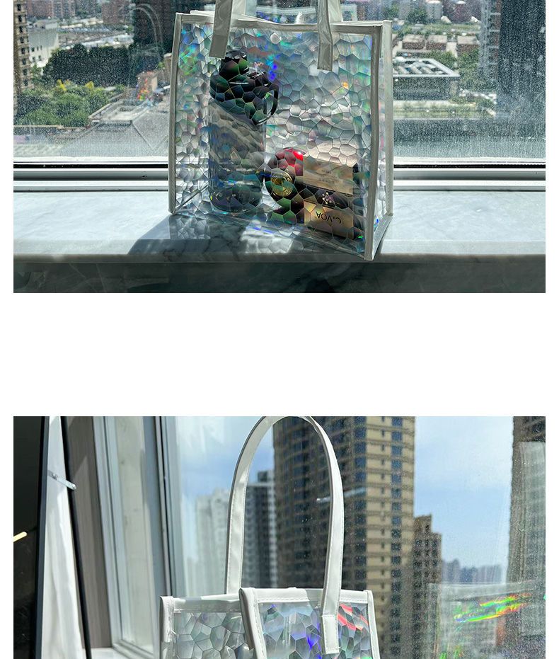 Tote Bag Transparent Pvc Colorful Laser Magic Color Anti-Fruit Jelly Bag Diagonal Gift Gift Bag Large Capacity Storage
