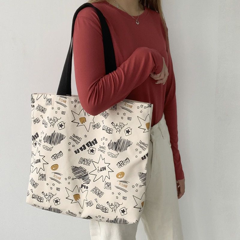 Canvas bag for women, large capacity tote bag for women, durable small cloth bag for going out, work, students, books, classes, commuting