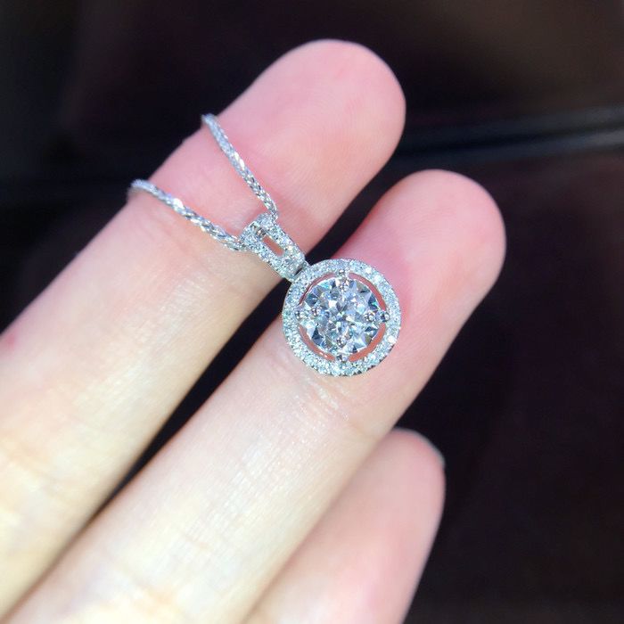 Zircon Pendant Round Diamond Necklace Luxury Temperament Jewellery_voghion.com