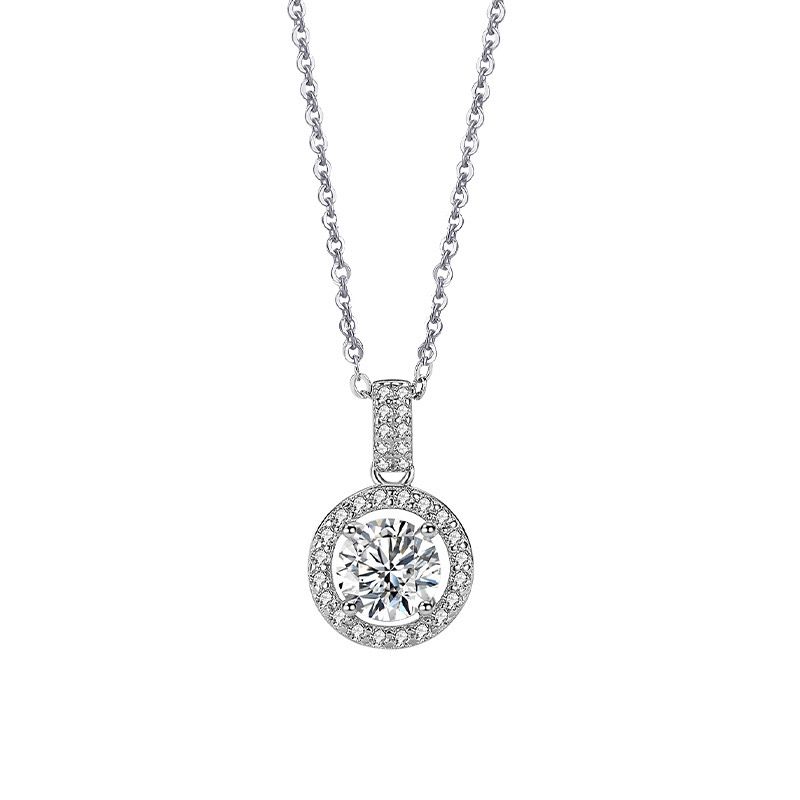 Zircon Pendant Round Diamond Necklace Luxury Temperament Jewellery_voghion.com
