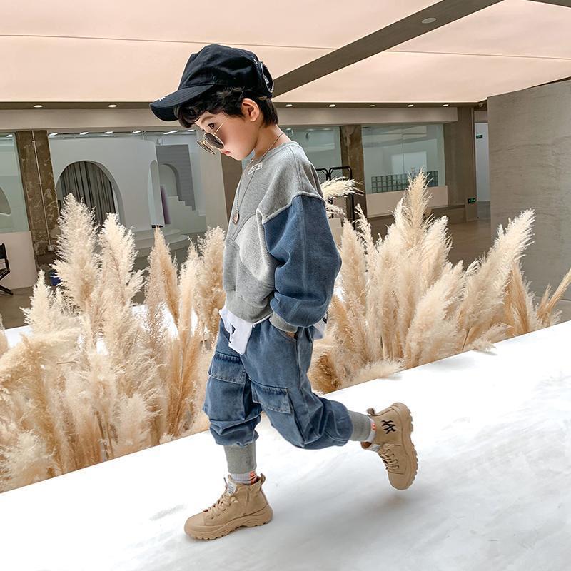 童装男童秋装套装2022新款儿童韩版休闲运动卫衣牛仔两件套