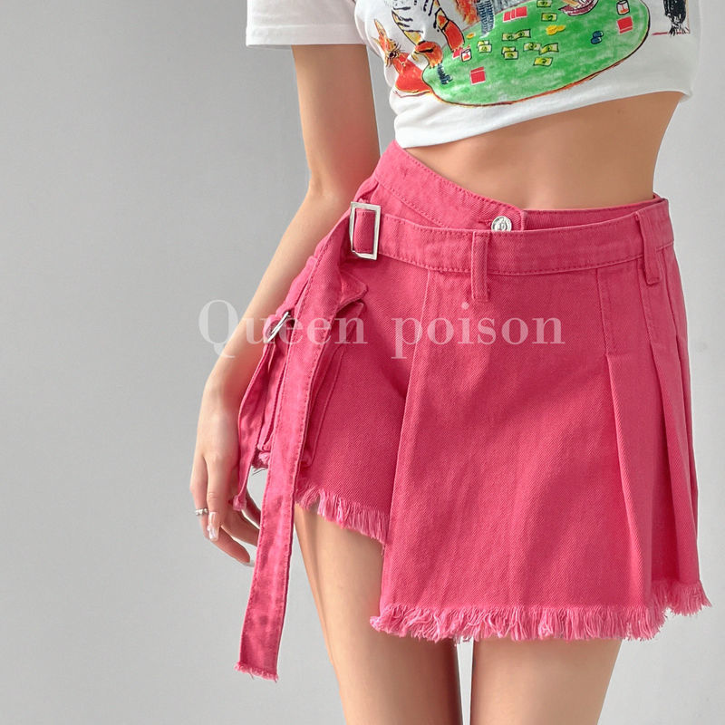 Irregular high-waisted denim culottes women's summer ins new hot girl trendy slimming niche short pants trendy