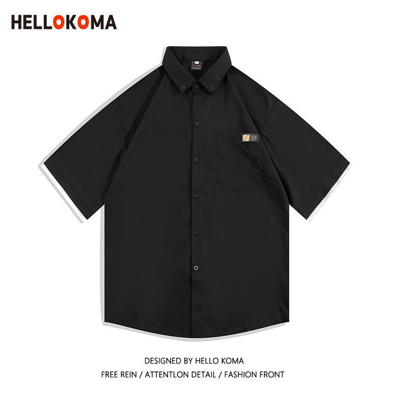 HELLO KOMA shirt men's summer thin fake two-piece short-sleeved shirt ins trendy handsome half-sleeved jacket