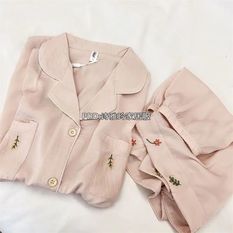 Korean version of high-end ice silk pajamas women's summer short-sleeved shorts thin section high-end sense can be worn outside loose sweet home clothes