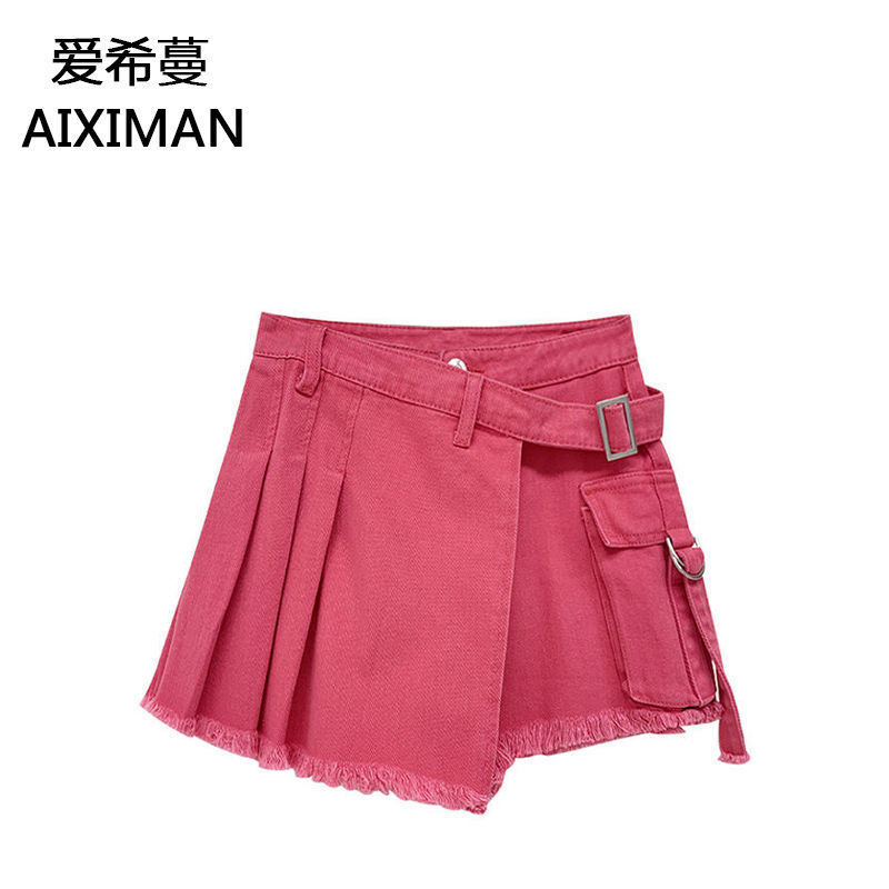 Irregular high-waisted denim culottes women's summer ins new hot girl trendy slimming niche short pants trendy