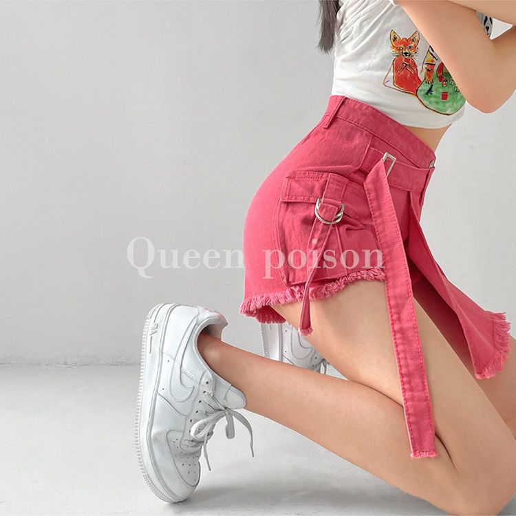 Irregular high-waisted denim culottes women's summer ins new hot girl trendy slimming niche short pants trendy