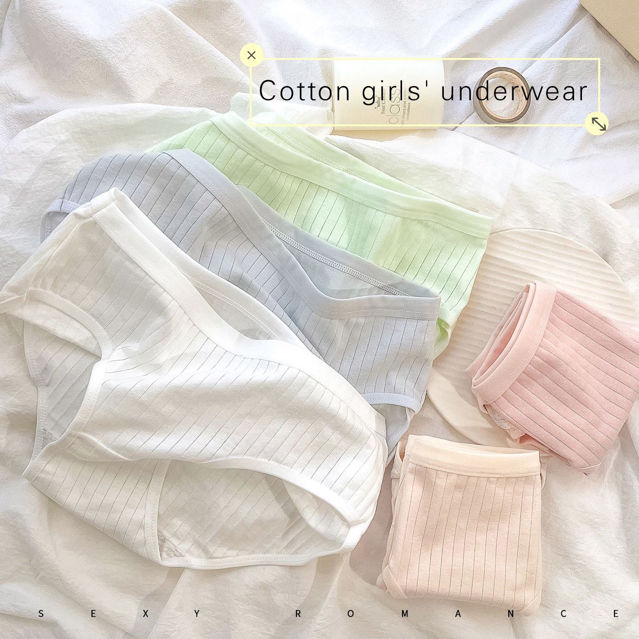 Underwear women's pure cotton antibacterial solid color simple 100 cotton breathable mid-waist Japanese students light-colored briefs