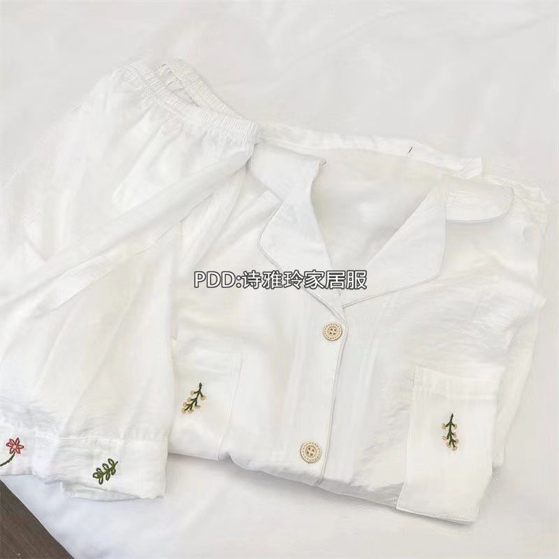 Korean version of high-end ice silk pajamas women's summer short-sleeved shorts thin section high-end sense can be worn outside loose sweet home clothes