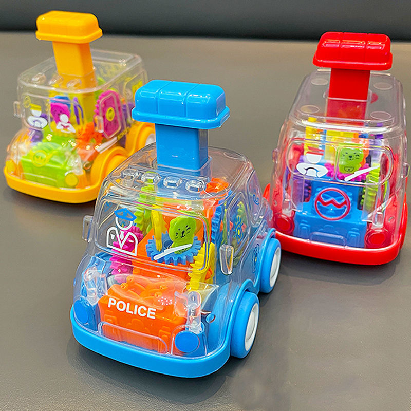 按压透明齿轮玩具车小黄鸭回力玩具车男孩玩具抖音同款回力小汽车