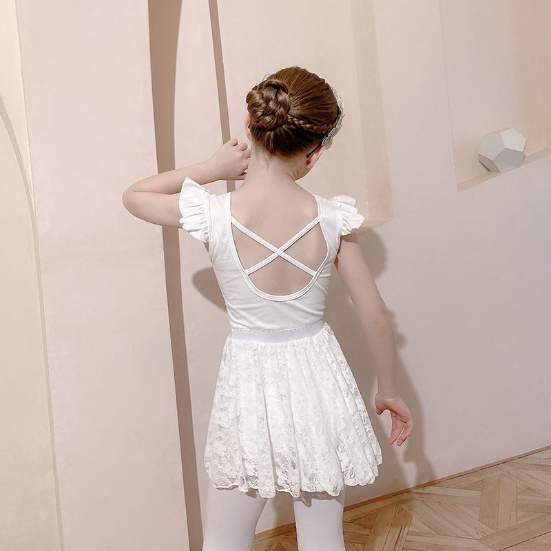 舞蹈纱裙一片式芭蕾舞裙半身裙幼儿白色练舞蕾丝裙女童芭蕾舞裙