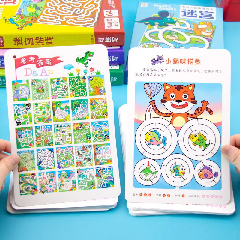 3-6岁幼儿左右脑开发反复擦写迷宫玩具 儿童专注力训练迷宫游戏卡
