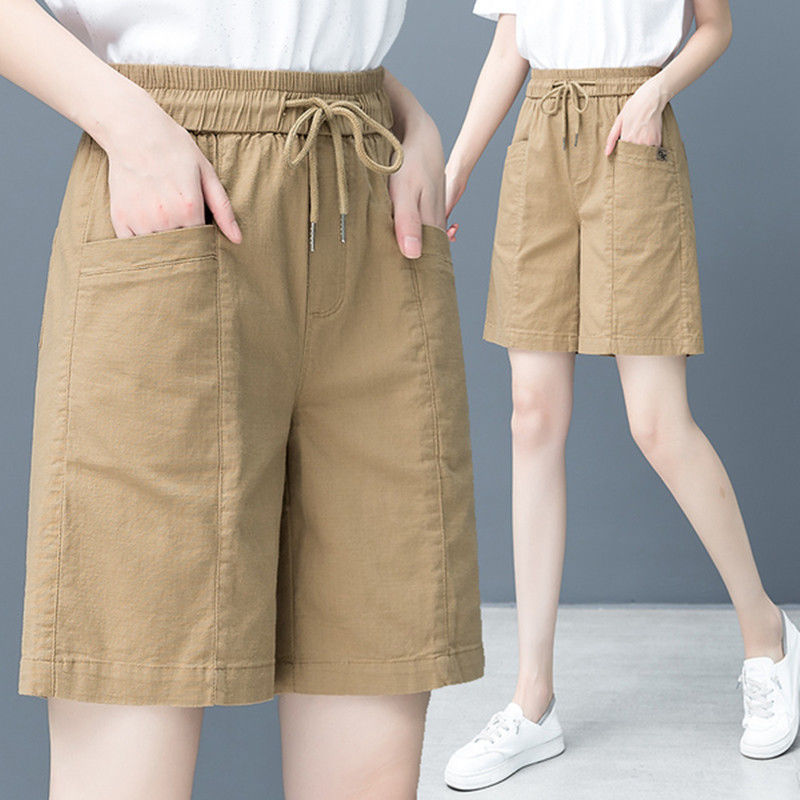 Extra large size fat mm300 catties loose high-waist shorts women's summer thin section casual wide-leg pants five-point pants